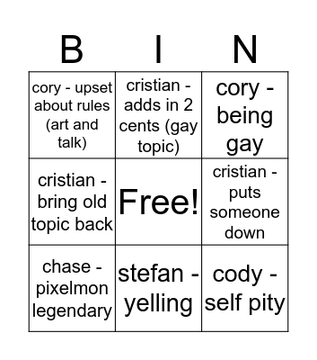 bois bingo Card