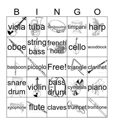 Orchestra Bingo Card