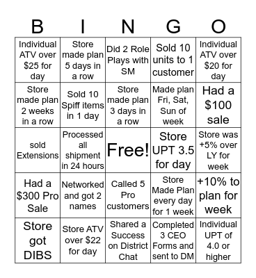Race to the Finish Bingo Card