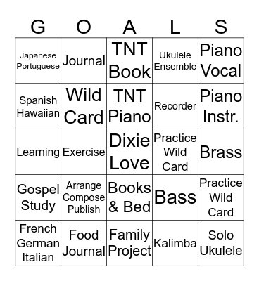 Goals Bingo Card