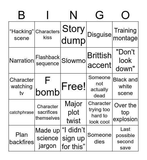 Movie Night Bingo Card