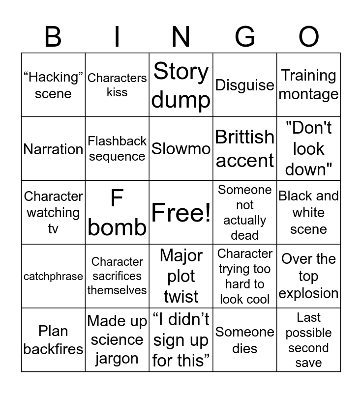 Movie Night Bingo Card