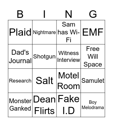 Saving People, Hunting Things Bingo Card