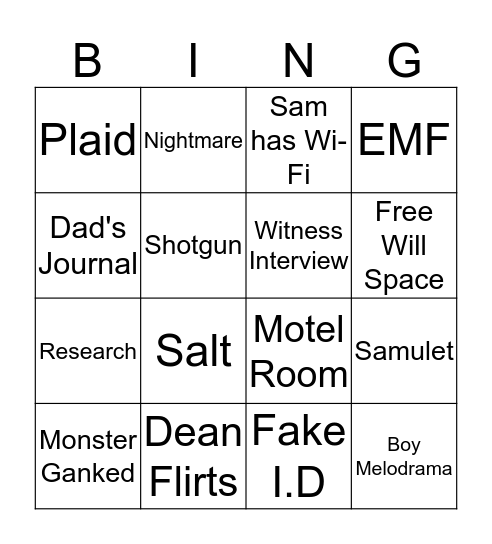 Saving People, Hunting Things Bingo Card