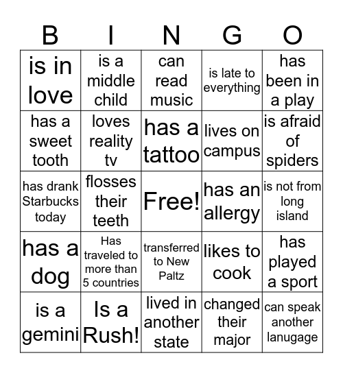 Amigo Brothers/Friendships Bingo Card