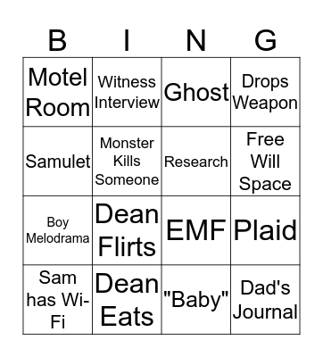 Saving People, Hunting Things Bingo Card