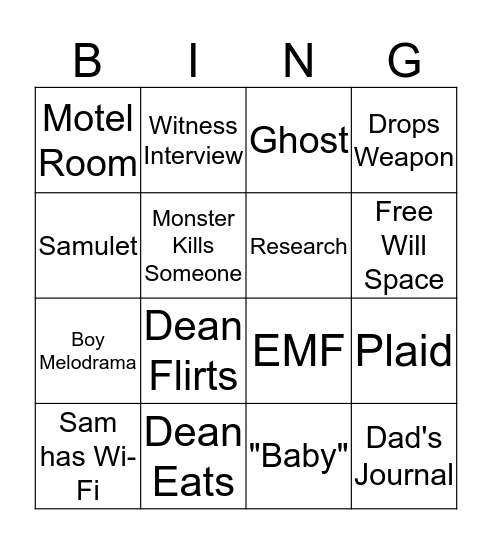 Saving People, Hunting Things Bingo Card