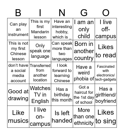Get To Know Your Peeps Bingo Card