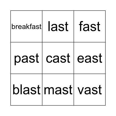 -ast Bingo Card