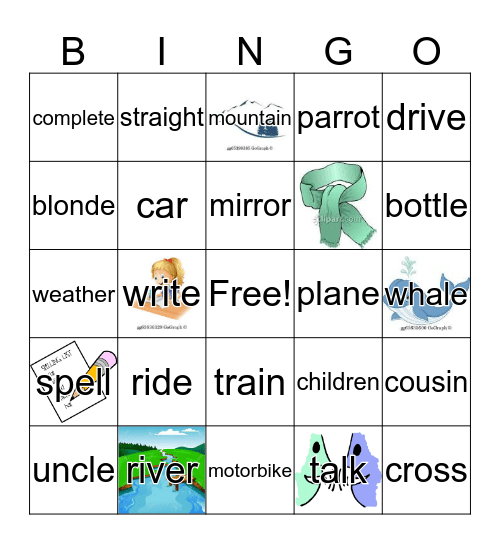 Revision for movers Bingo Card