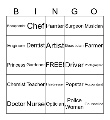 Career Bingo Card