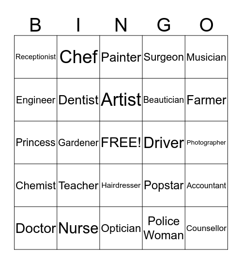 Career Bingo Card