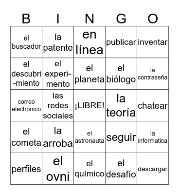 La tecnología y la ciencia  Bingo Card