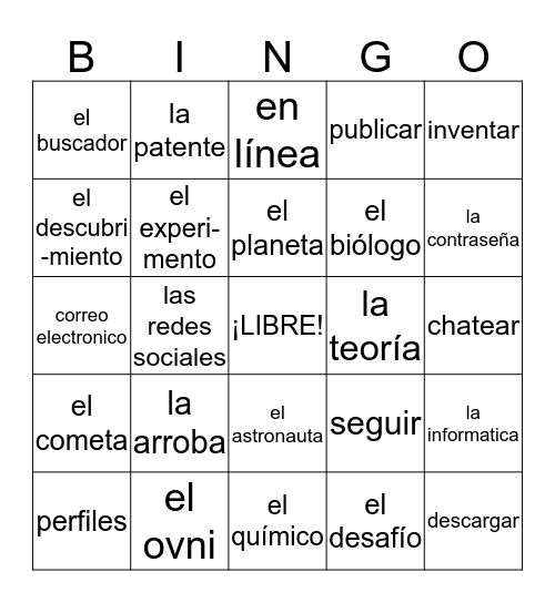 La tecnología y la ciencia  Bingo Card