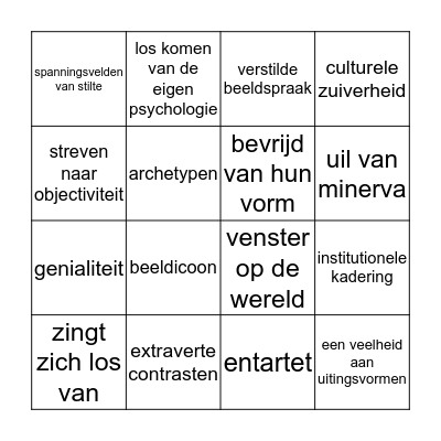 Wim's kunst bingo Card