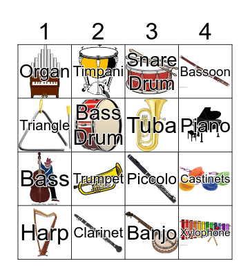 Instruments Bingo Card