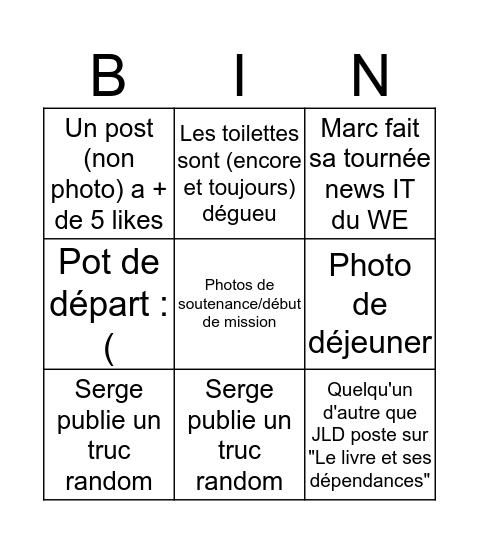 Bingo Workplace Bingo Card