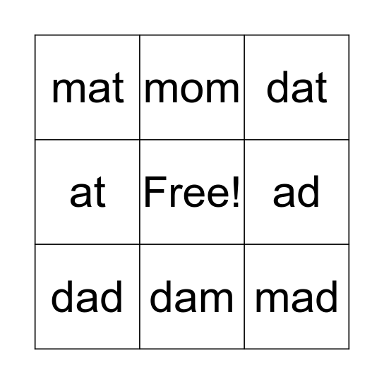 Unit 3 Lesson 4 Bingo Card