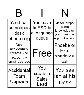 COTC Support Bingo! Bingo Card