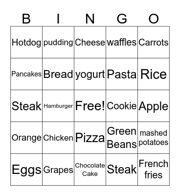 FOOD BINGO Card