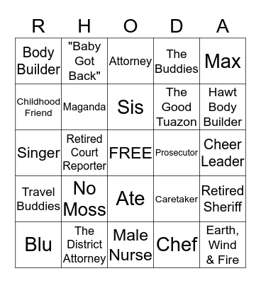Happy 54th Birthday, Rhoda!! Bingo Card