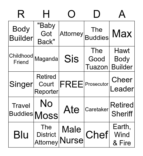 Happy 54th Birthday, Rhoda!! Bingo Card