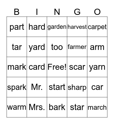 Level 2 Lesson 33 Bingo Card
