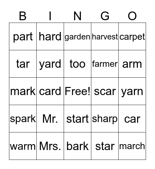 Level 2 Lesson 33 Bingo Card