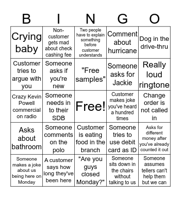 Friday Bingo Card