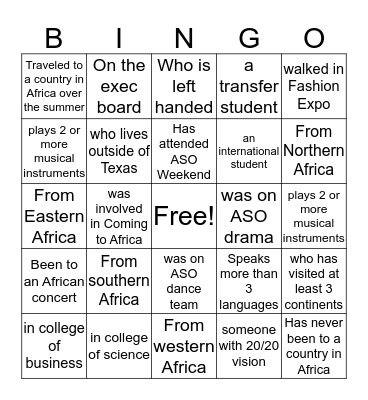 ASO BINGO Card