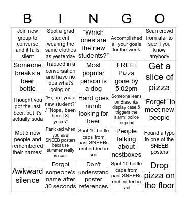 SNEEB Bingo Card