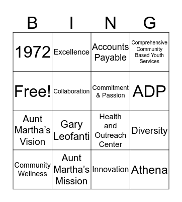 Martha Q Bingo Card