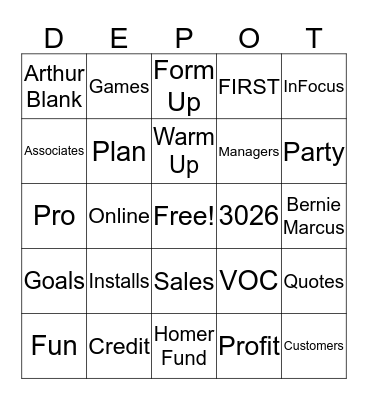 Sucess Sharing Bingo Card