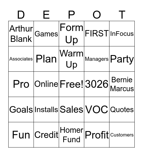 Sucess Sharing Bingo Card