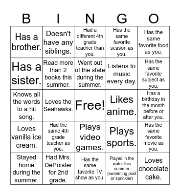 Find Someone Who... Bingo Card