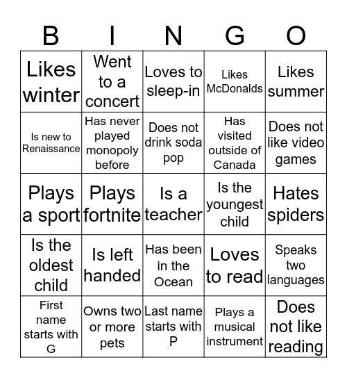 Bingo Card