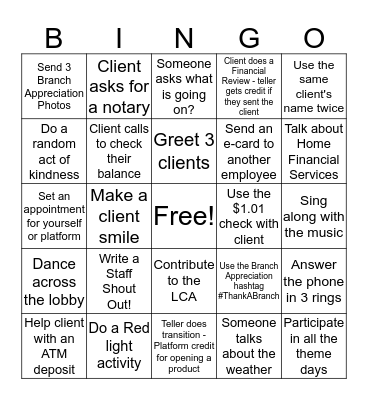KeyBank Bingo Card