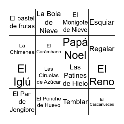 Vocabulario de Invierno Bingo Card