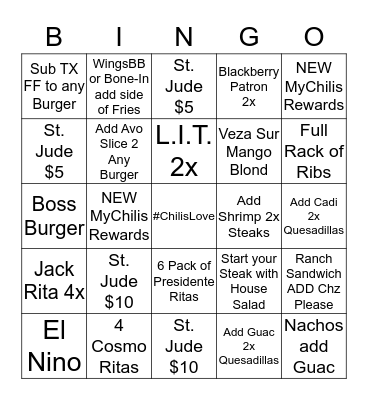 TGIF Team Selling  Bingo Card