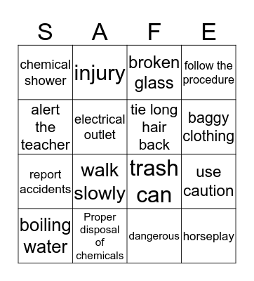 Lab Safety Bingo Card