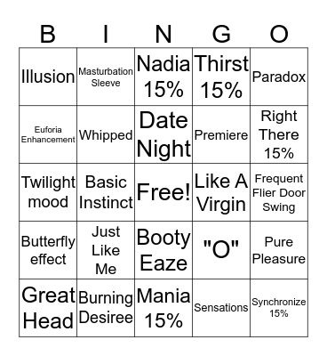 Pure Romance Bachelorette  Bingo Card