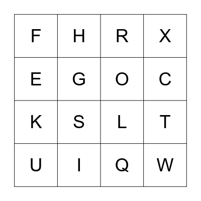 THE ALPHABET BINGO Card
