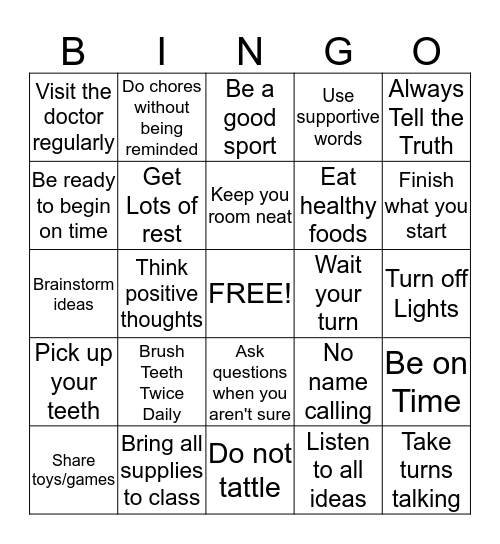 Respect Bingo Card