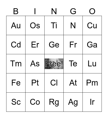 Periodic Table Bingo Card