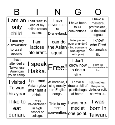 2019 TACL Fall Convention Bingo Card