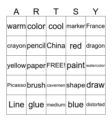 Art Bingo Card