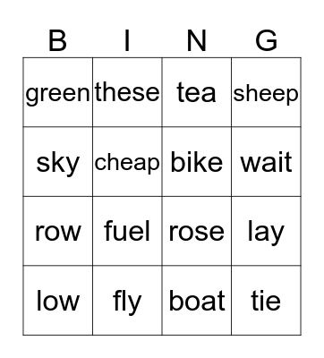 Phonics Review Bingo Card