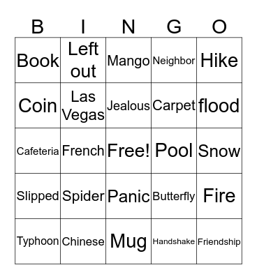 Story Telling Bingo Card