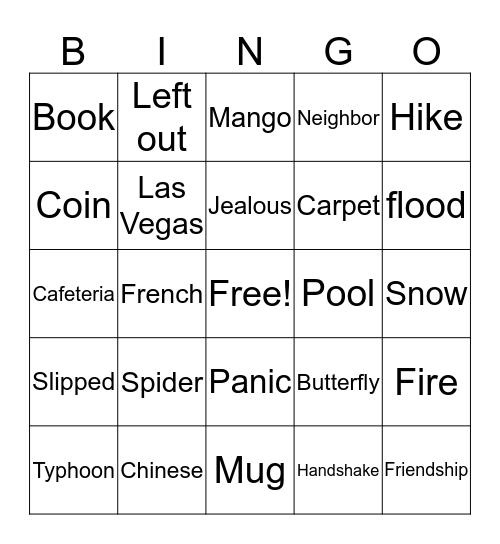 Story Telling Bingo Card