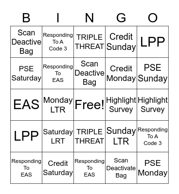 Labor Day Extravaganza Bingo Card